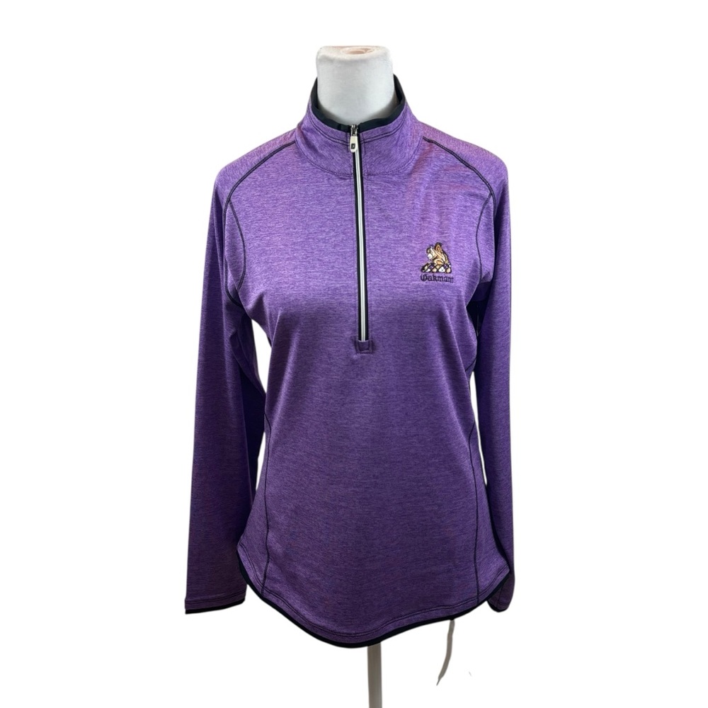 Ladies Footjoy Purple Quarter-Zip Women's Golf Top Oakmont CC‎ Logo